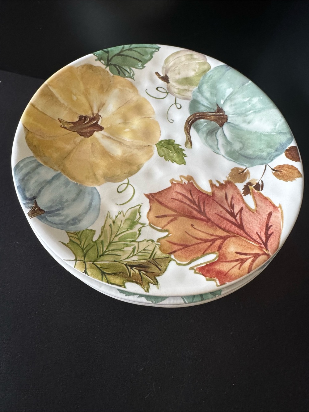 Robert Stanley Dessert Plates Autumn Pumpkin & Leaf Stoneware Holiday Set of 7 - Picture 2 of 9